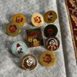 Colorful Circus Themed Pins Collection